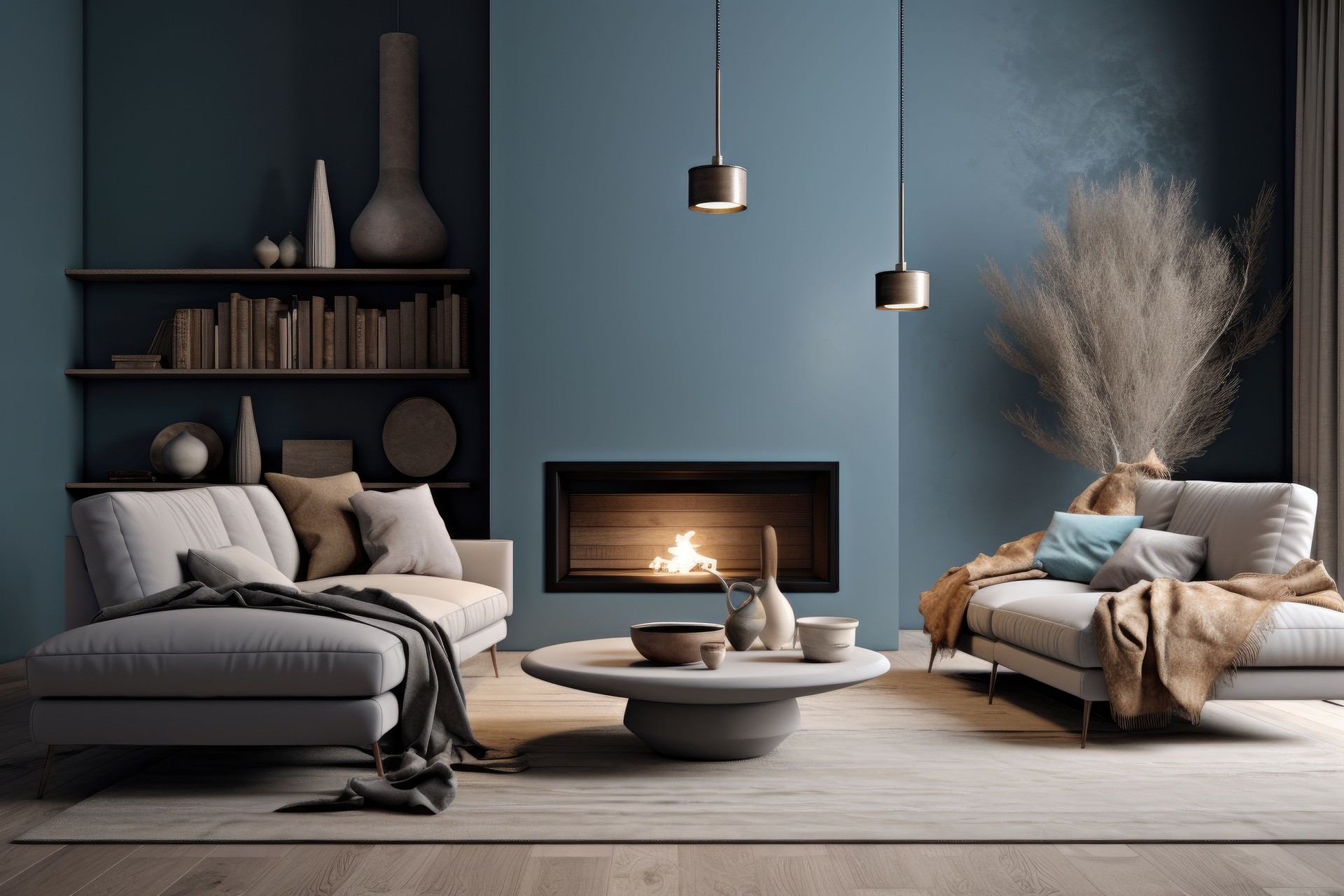 a beautiful fireplace and sofa in the living room