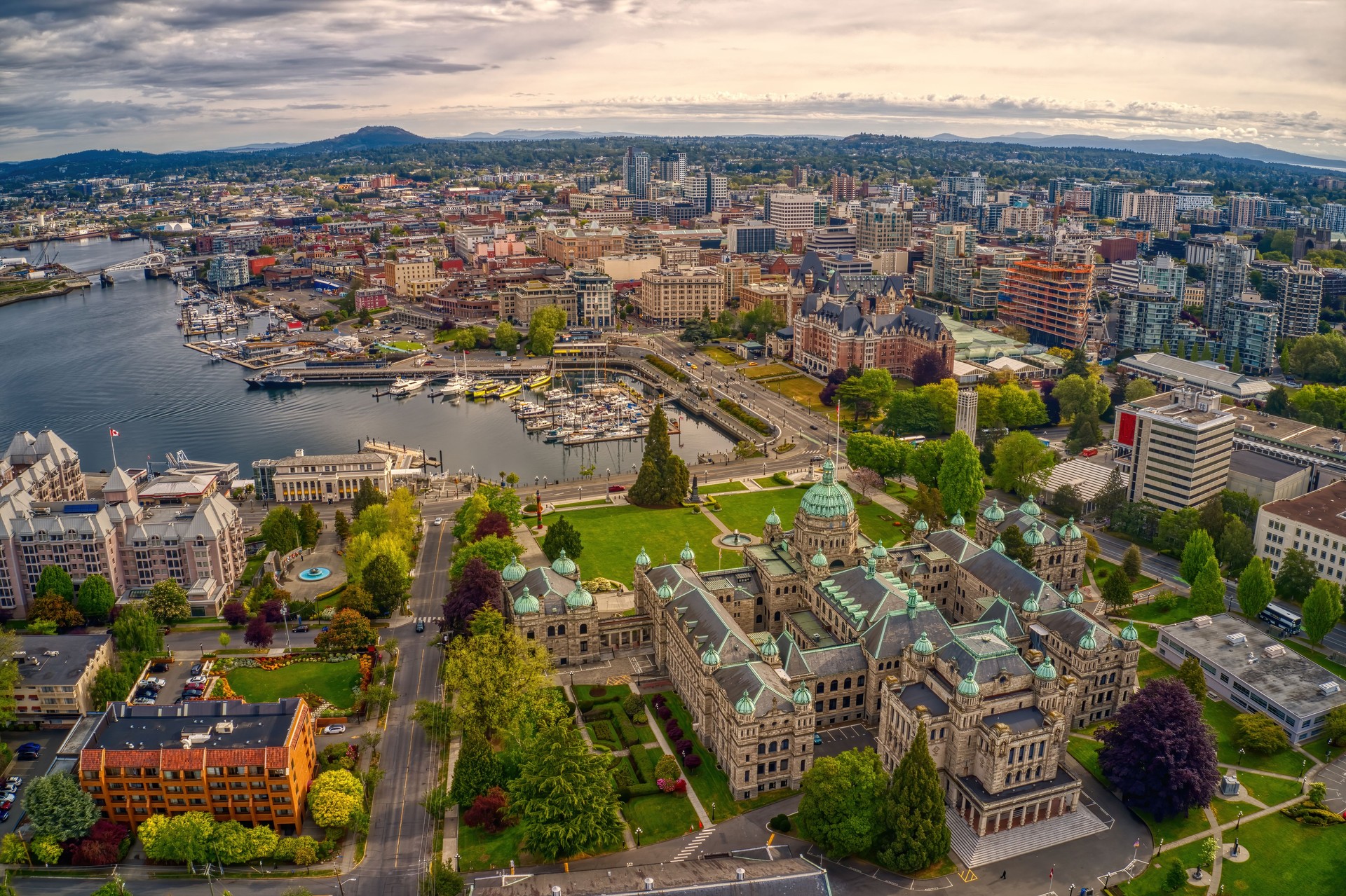Aerial View of Victoria, British Columbia during Summer